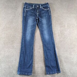 Miss Chic Womens Size 7‎ Bootcut Jeans Embellished Rhinestone Studded Blue Denim